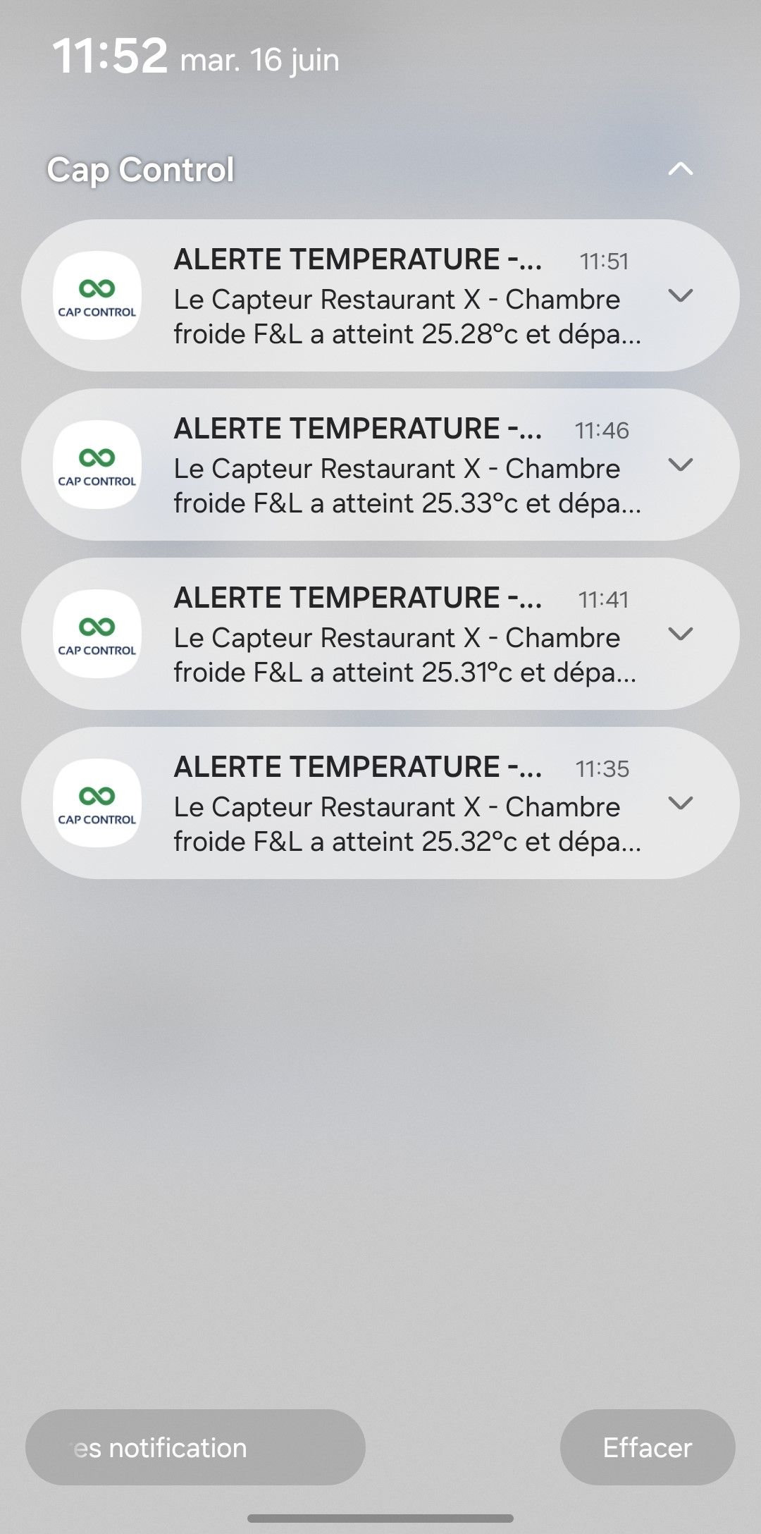 CAP CONTROL screen 3