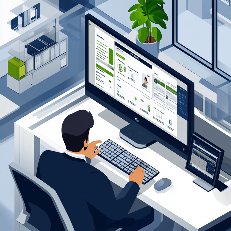 Image d'une personne dans un bureau en train de voir en temps réel le pointage des salariés. Il s'assure que les salariés sont chez leurs clients et cela en temps réel