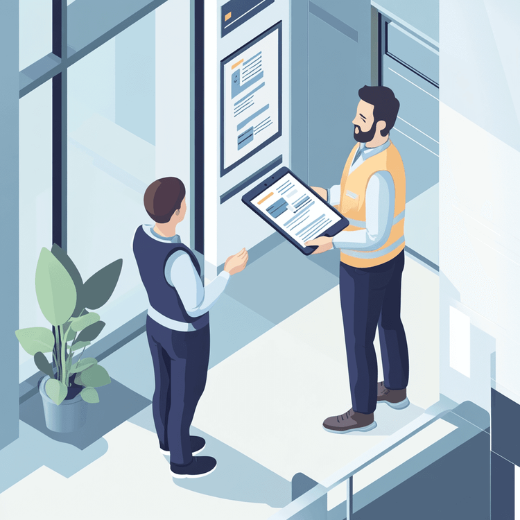 Image de deux personnes devant un écran et un smartphone en train de visualiser le logiciel Cap Clean. 